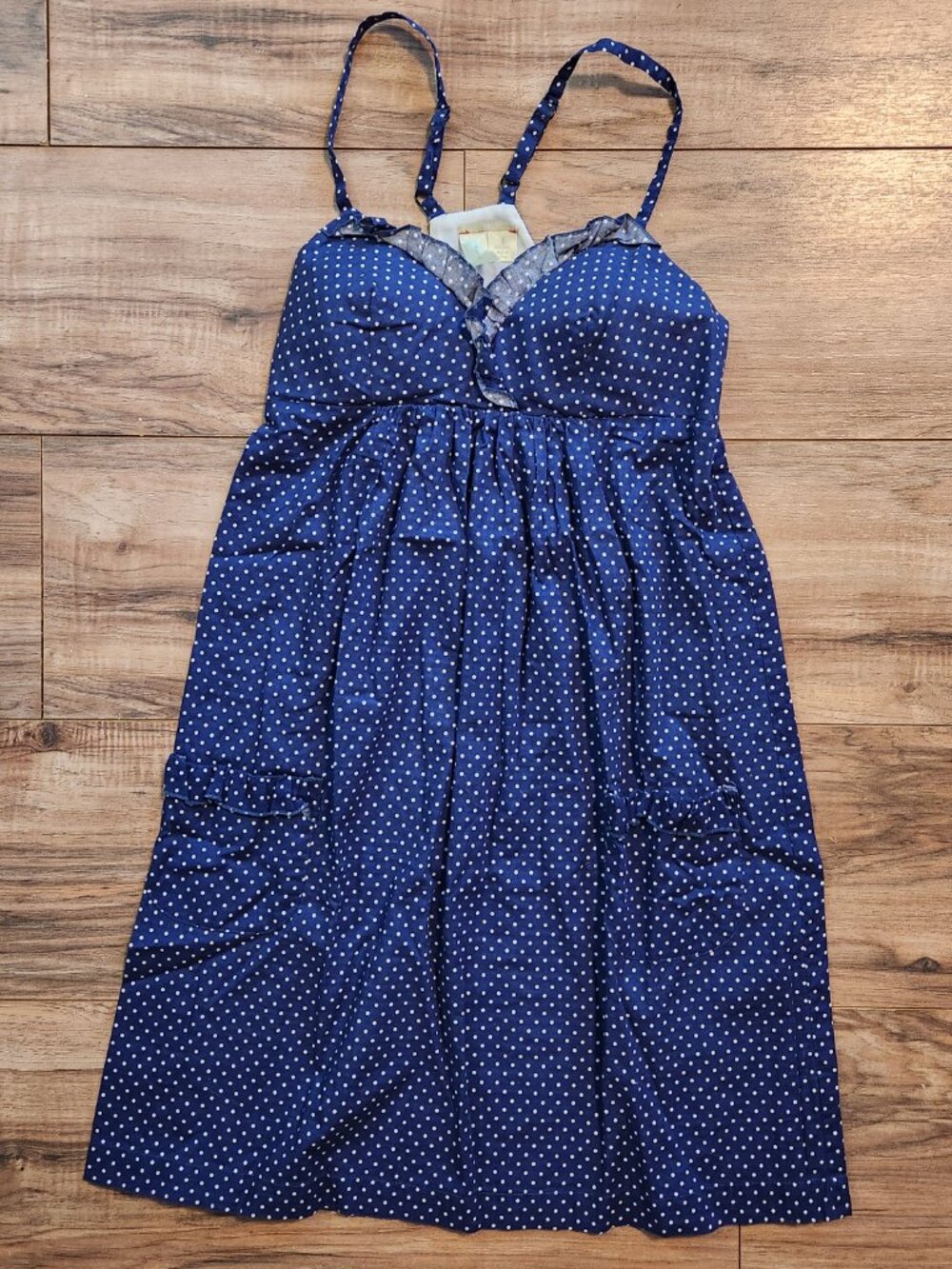 Johnny Martin Juniors Size 1 blue white polka dot farmer dress padded